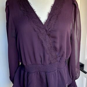 Elegant Purple Long Sleeve Blouse